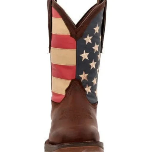 Durango Men's Rebel Patriotic 11" Soft Toe Pull On Western Classic Boot- Brown- DB5554