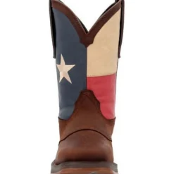 Durango Men's Rebel Texas Flag Soft Toe Western Classic Boot- Dark Brown- DB4446