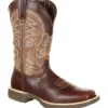Durango Men's Ultra-Lite 12" Square Toe WP Western Boot- Brown- DDB0137