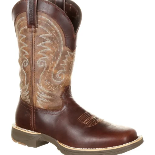 Durango Men's Ultra-Lite 12" Square Toe WP Western Boot- Brown- DDB0137