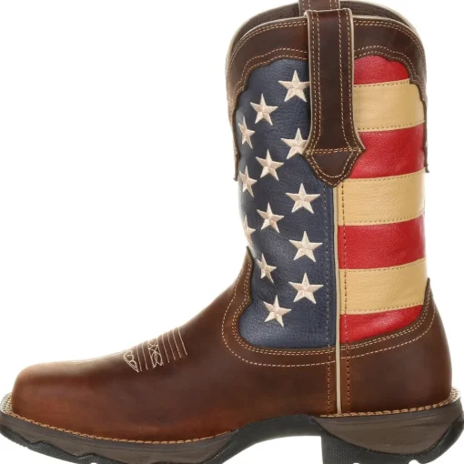 Durango Women's Lady Rebel 10" Steel Toe Patriotic Flag Work Boot