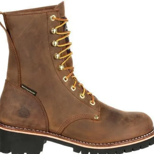 Georgia Men's 8" WP Steel Toe Ins. Logger Work Boot - Brown - GB00065