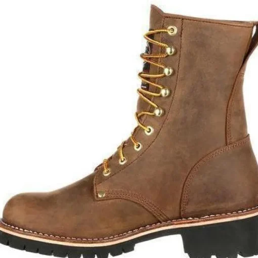 Georgia Men's 8" WP Steel Toe Ins. Logger Work Boot - Brown - GB00065