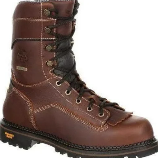 Georgia Men's AMP LT 9" Logger Low Heel WP Work Boot - Brown - GB00237