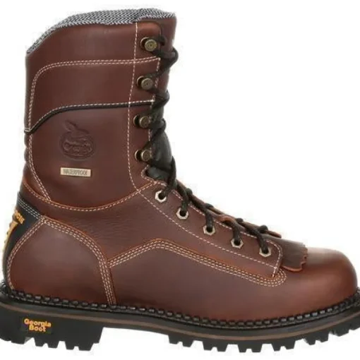 Georgia Men's AMP LT 9" Logger Low Heel WP Work Boot - Brown - GB00237