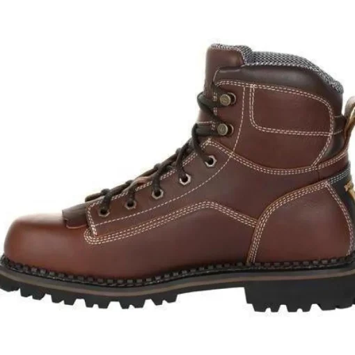 Georgia Men's Amp LT Low-Heel Logger 6" WP Work Boot - Brown - GB00270