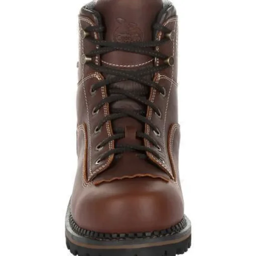 Georgia Men's Amp LT Low-Heel Logger 6" WP Work Boot - Brown - GB00270