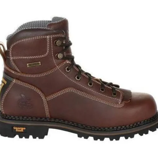 Georgia Men's Amp LT Low-Heel Logger 6" WP Work Boot - Brown - GB00270