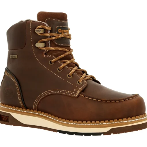 Georgia Men's AMP LT Wedge 6" Soft Toe WP Work Boot - Brown - GB00429