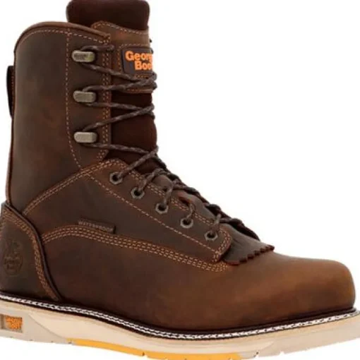 Georgia Men's Amp Lt Wedge 8" Soft Toe WP Work Boot -Brown- GB00593