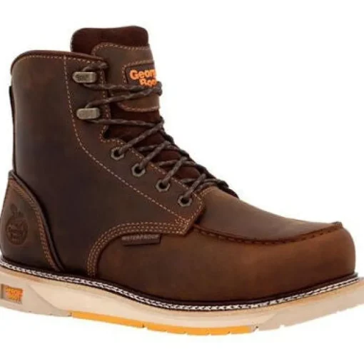 Georgia Men's Amp Lt Wedge 6" Comp Toe WP Work Boot -Brown- GB00592