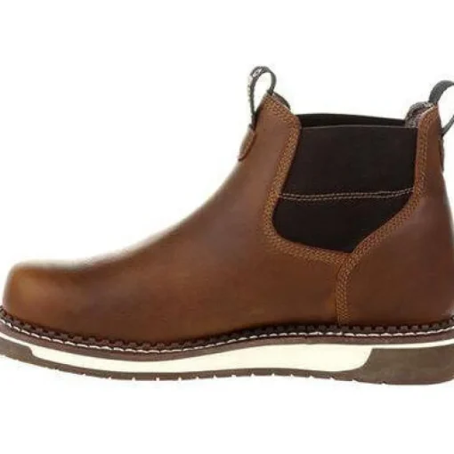 Georgia Men's AMP LT Wedge Chelsea Steel Toe WP Work Boot - Brown - GB00353