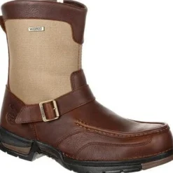 Georgia Men's Athens 8" Soft Toe WP Side Zip Work Boot- Brown- GB00245
