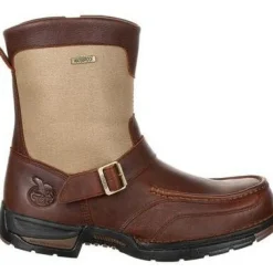 Georgia Men's Athens 8" Soft Toe WP Side Zip Work Boot- Brown- GB00245