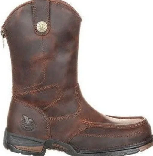 Georgia Men's Athens 11" Soft Toe Pull On Zipper Work Boot- Brown- GB00226