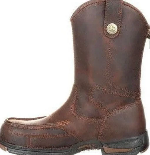 Georgia Men's Athens 11" Soft Toe Pull On Zipper Work Boot- Brown- GB00226