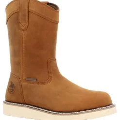 Georgia Men's Core 37 10" Soft Toe WP Pull On Wedge Work Boot- Brown- GB00666