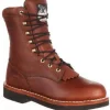 Georgia Men's Farm And Ranch 8" Lacer Work Boot - Brown - G7014