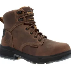 Georgia Men's Flxpoint Ultra 6" Soft Toe WP Work Boot- Black/Brown- GB00551