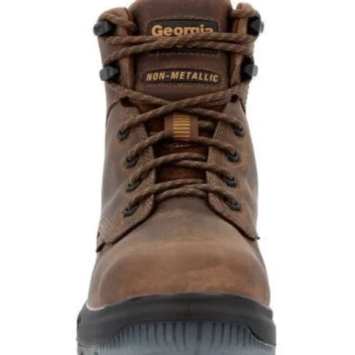 Georgia Men's Flxpoint Ultra 6" Soft Toe WP Work Boot- Black/Brown- GB00551