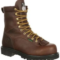 Georgia Men's Lace To Toe 8" Steel Toe WP Work Boot- Chocolate- G8341