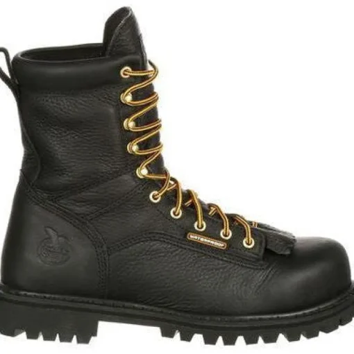 Georgia Men's Lace To Toe 8" WP Work Boot - Black - G8010