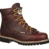 Georgia Men's Logger 6" Soft Toe WP Lace-To-Toe Work Boot- Chocolate- GBOT052