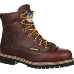 Georgia Men's Logger 6" Soft Toe WP Lace-To-Toe Work Boot- Chocolate- GBOT052