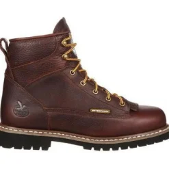 Georgia Men's Logger 6" Soft Toe WP Lace-To-Toe Work Boot- Chocolate- GBOT052