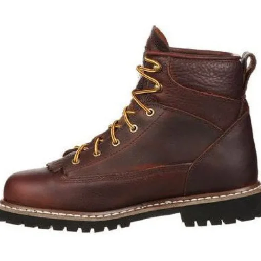 Georgia Men's Logger 6" Soft Toe WP Lace-To-Toe Work Boot- Chocolate- GBOT052