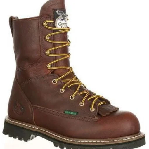 Georgia Men's Logger 8" Steel Toe WP Lace-To-Toe Work Boot- Chocolate- G103