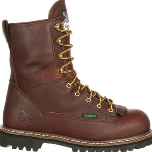 Georgia Men's Logger 8" Steel Toe WP Lace-To-Toe Work Boot- Chocolate- G103