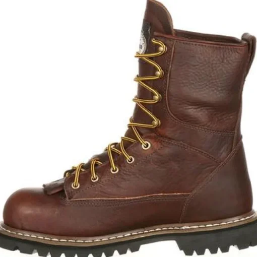 Georgia Men's Logger 8" Steel Toe WP Lace-To-Toe Work Boot- Chocolate- G103
