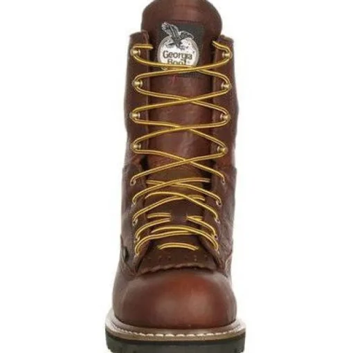Georgia Men's Logger 8" Steel Toe WP Lace-To-Toe Work Boot- Chocolate- G103