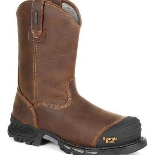 Georgia Men's Rumbler 10" Comp Toe WP Pull-On Work Boot-Brown- GB00286