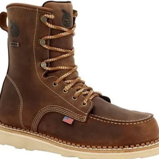 Georgia Men's Wedge 8" WP Soft Toe Slip Resist Work Boot -Brown- GB00532