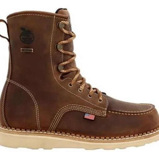 Georgia Men's Wedge 8" WP Soft Toe Slip Resist Work Boot -Brown- GB00532