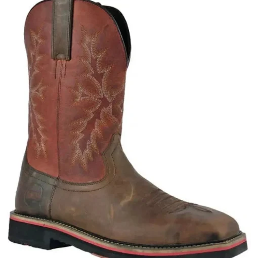 Hoss Men's Landon Cognac 11" Steel Toe Western Work Boot - Brown 92045
