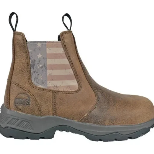 Hoss Men's Old Glory Composite Toe Slip Resistant Shoe - Brown 50411