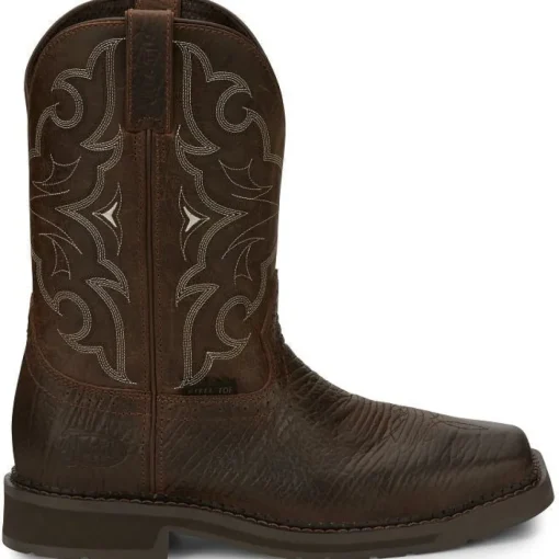 Justin Men's Amarillo 11" Steel Toe Western Work Boot -Brown- SE4313