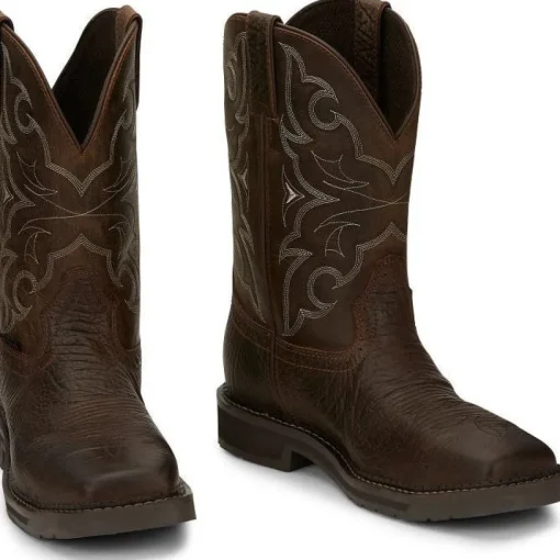 Justin Men's Amarillo 11" Steel Toe Western Work Boot -Brown- SE4313