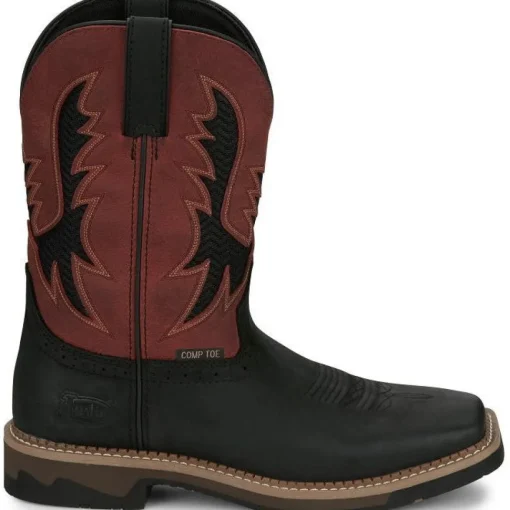 Justin Men's Bolt 11" Comp Toe Western Work Boot -Black- SE4117