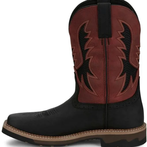 Justin Men's Bolt 11" Comp Toe Western Work Boot -Black- SE4117