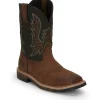 Justin Men's Bolt 11" Square Toe Western Work Boot - Brown - SE4112