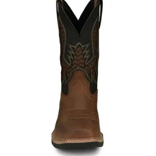 Justin Men's Bolt 11" Square Toe Western Work Boot - Brown - SE4112