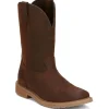 Justin Men's Buster 11" ST Pull On WesternvWork Boot -Brown- SE3100
