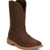 Justin Men's Buster 11" Steel WP Western Work Boot -Brown- SE3101