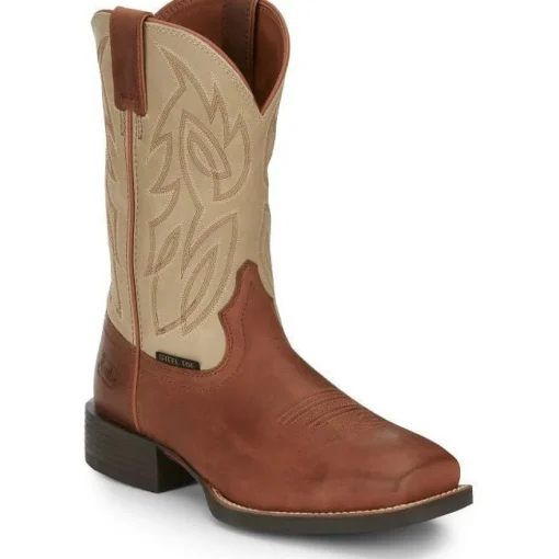 Justin Men's Canter 11" Steel Toe Slip Resist Western Work Boot -Brown- SE4511