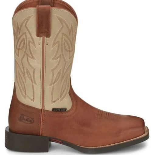 Justin Men's Canter 11" Steel Toe Slip Resist Western Work Boot -Brown- SE4511