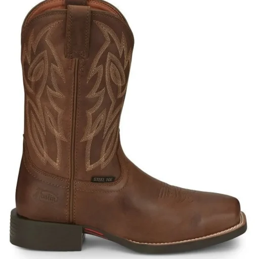 Justin Men's Canter Steel Toe Slip Resist Western Work Boot -Brown- SE4510